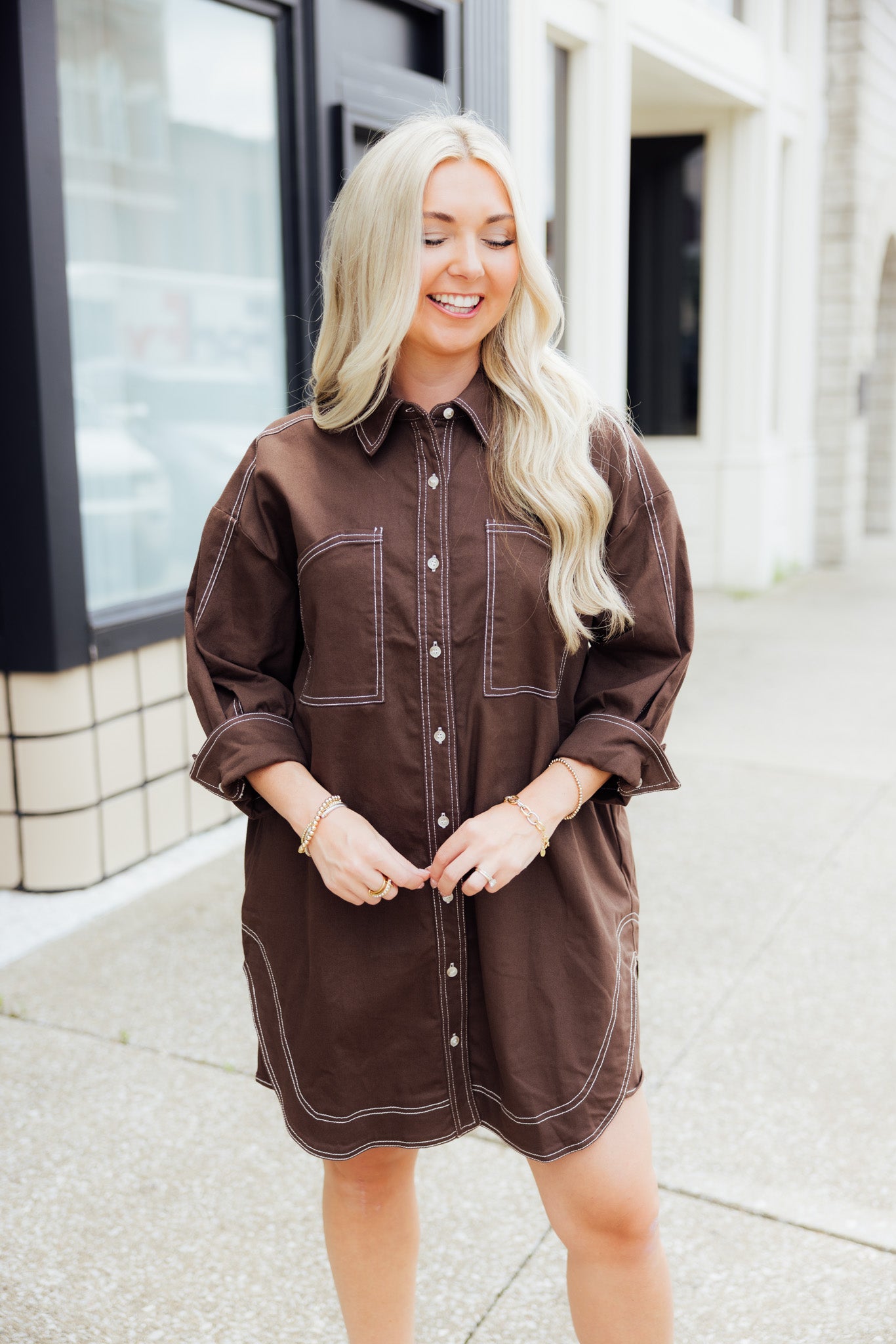 Espresso Stitch Mini Dress